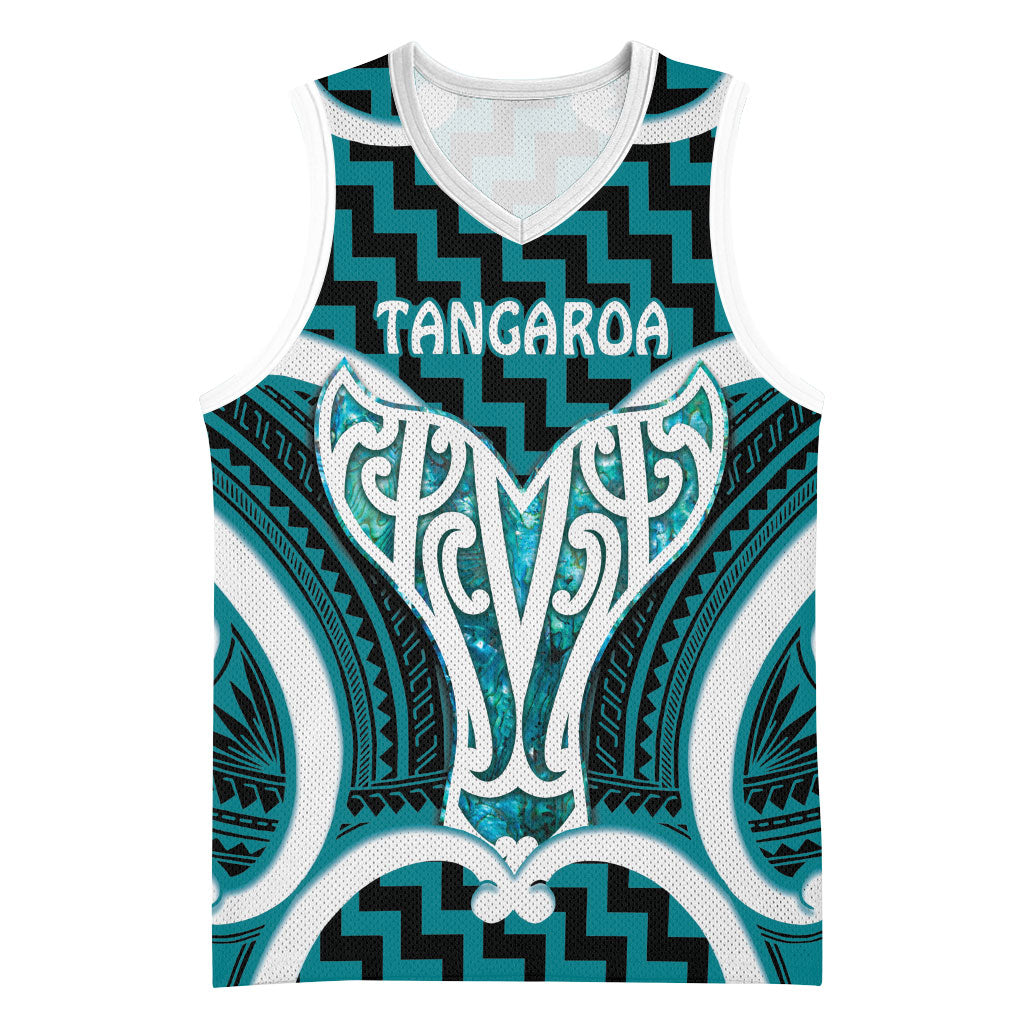 Aotearoa Atua Tangaroa Personalised Basketball Jersey God Of The Sea Maori Whale Tail Cyan