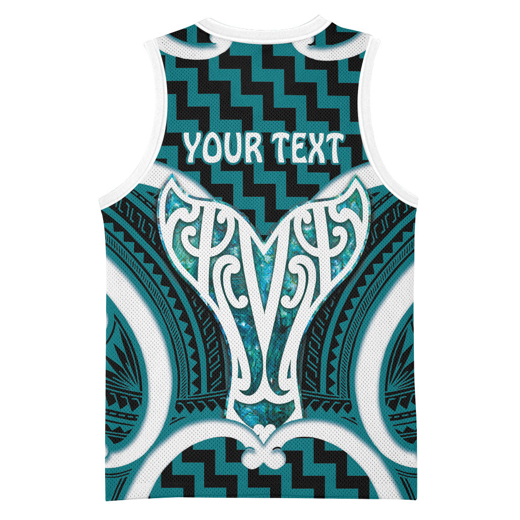 Aotearoa Atua Tangaroa Personalised Basketball Jersey God Of The Sea Maori Whale Tail Cyan