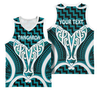 Aotearoa Atua Tangaroa Personalised Basketball Jersey God Of The Sea Maori Whale Tail Cyan