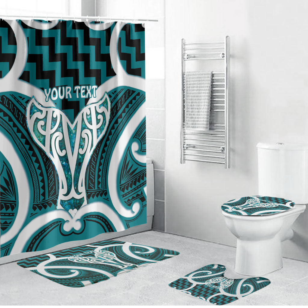 Aotearoa Atua Tangaroa Personalised Bathroom Set God Of The Sea Maori Whale Tail Cyan