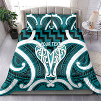 Aotearoa Atua Tangaroa Personalised Bedding Set God Of The Sea Maori Whale Tail Cyan