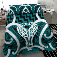 Aotearoa Atua Tangaroa Personalised Bedding Set God Of The Sea Maori Whale Tail Cyan