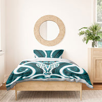 Aotearoa Atua Tangaroa Personalised Bedding Set God Of The Sea Maori Whale Tail Cyan