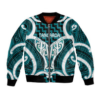 Aotearoa Atua Tangaroa Personalised Bomber Jacket God Of The Sea Maori Whale Tail Cyan