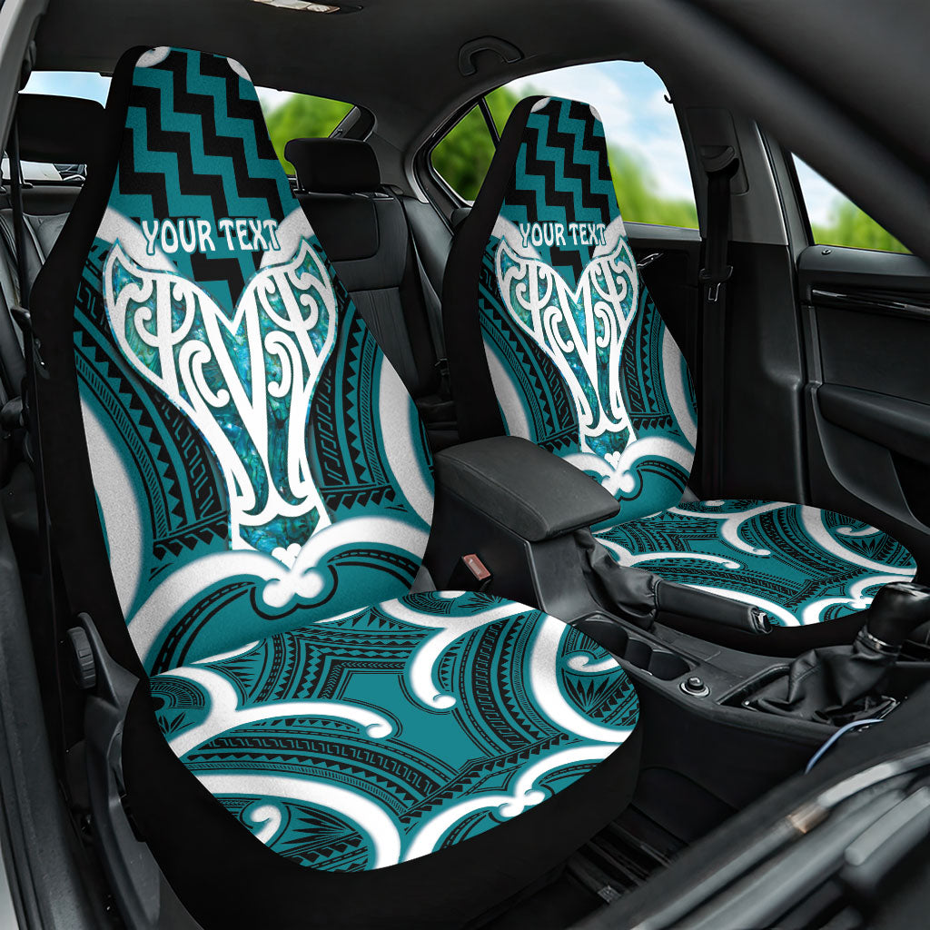 Aotearoa Atua Tangaroa Personalised Car Seat Cover God Of The Sea Maori Whale Tail Cyan