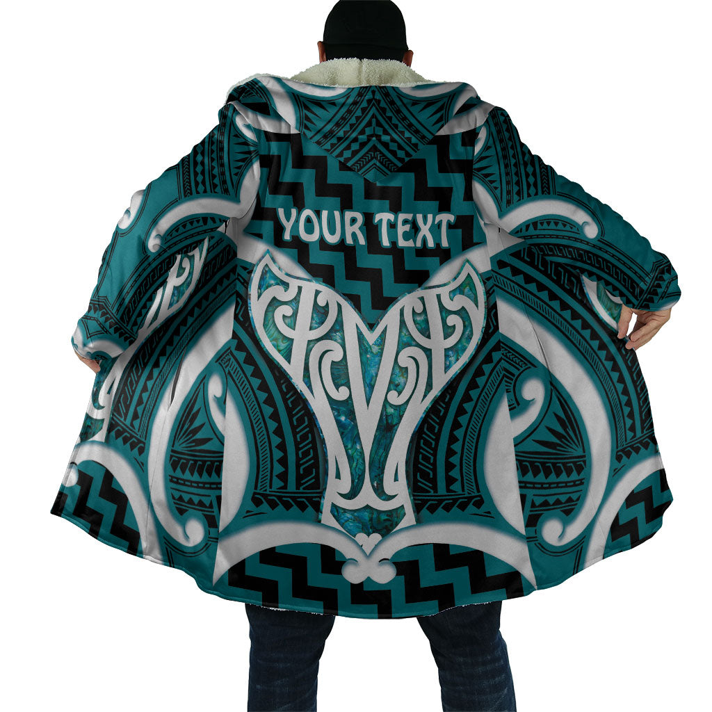Aotearoa Atua Tangaroa Personalised Cloak God Of The Sea Maori Whale Tail Cyan