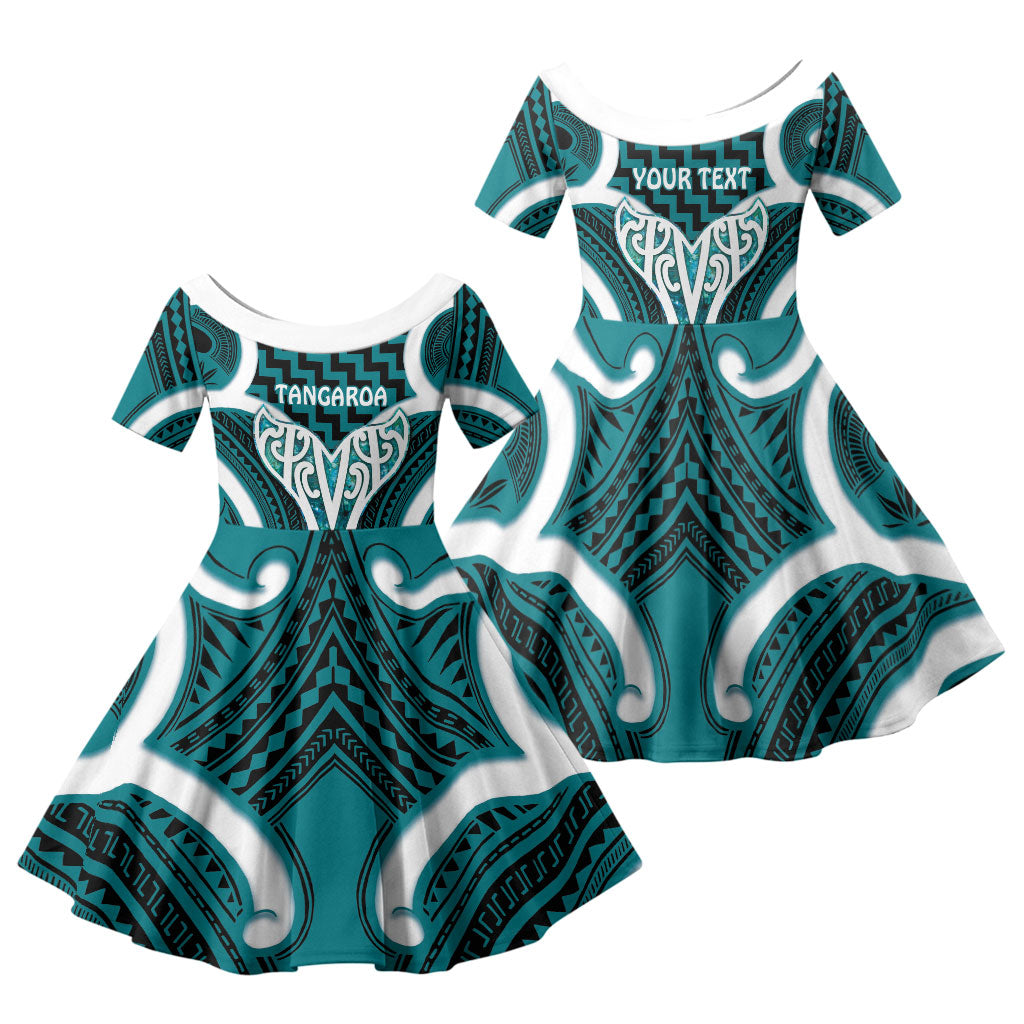 Aotearoa Atua Tangaroa Personalised Family Matching Long Sleeve Bodycon Dress and Hawaiian Shirt God Of The Sea Maori Whale Tail Cyan