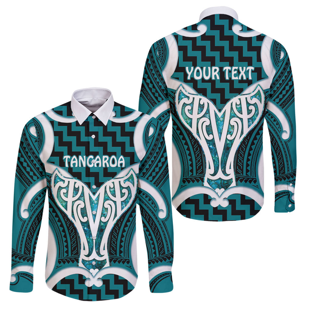 Aotearoa Atua Tangaroa Personalised Family Matching Off Shoulder Maxi Dress and Hawaiian Shirt God Of The Sea Maori Whale Tail Cyan