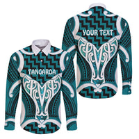 Aotearoa Atua Tangaroa Personalised Family Matching Off Shoulder Short Dress and Hawaiian Shirt God Of The Sea Maori Whale Tail Cyan