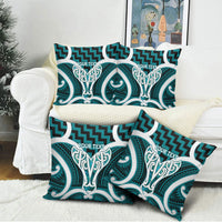 Aotearoa Atua Tangaroa Personalised Pillow Cover God Of The Sea Maori Whale Tail Cyan