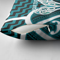 Aotearoa Atua Tangaroa Personalised Pillow Cover God Of The Sea Maori Whale Tail Cyan