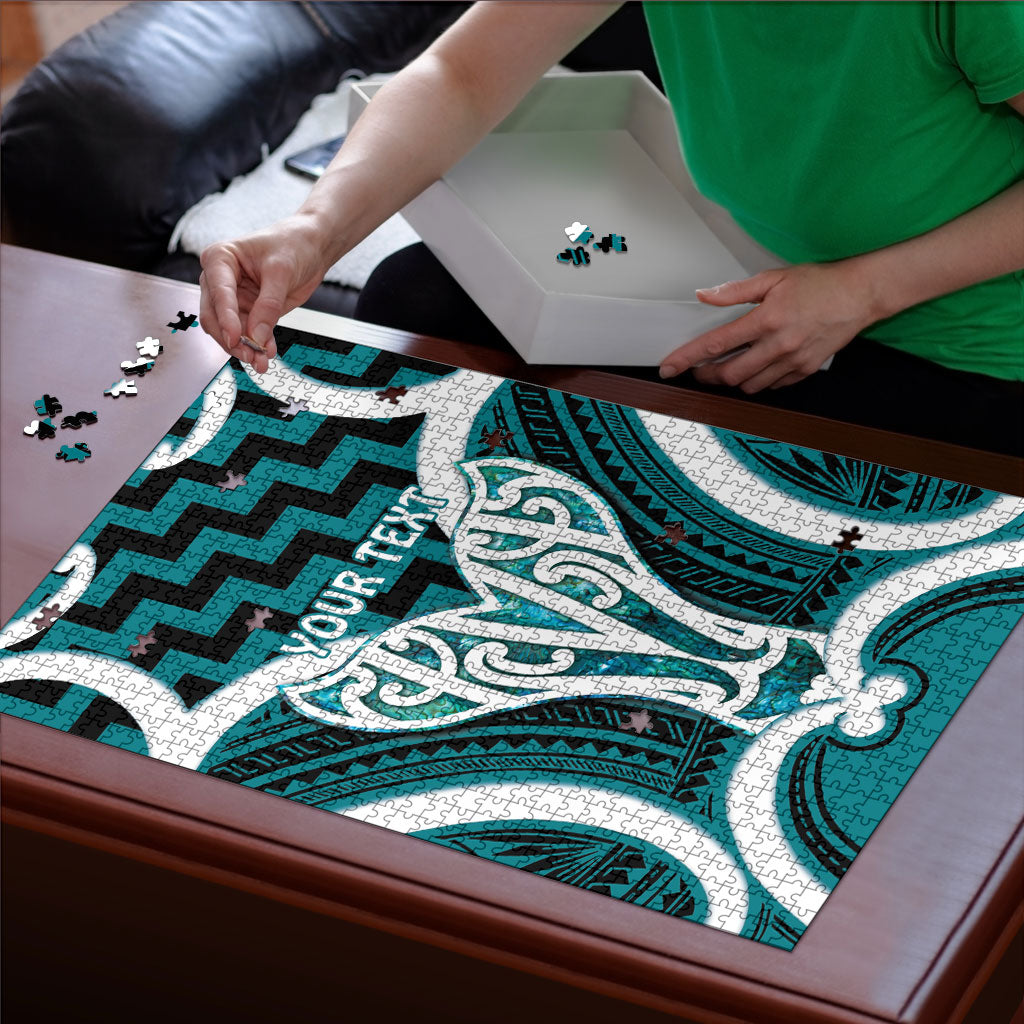 Aotearoa Atua Tangaroa Personalised Puzzle God Of The Sea Maori Whale Tail Cyan