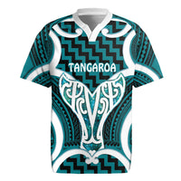 Aotearoa Atua Tangaroa Personalised Rugby Jersey God Of The Sea Maori Whale Tail Cyan