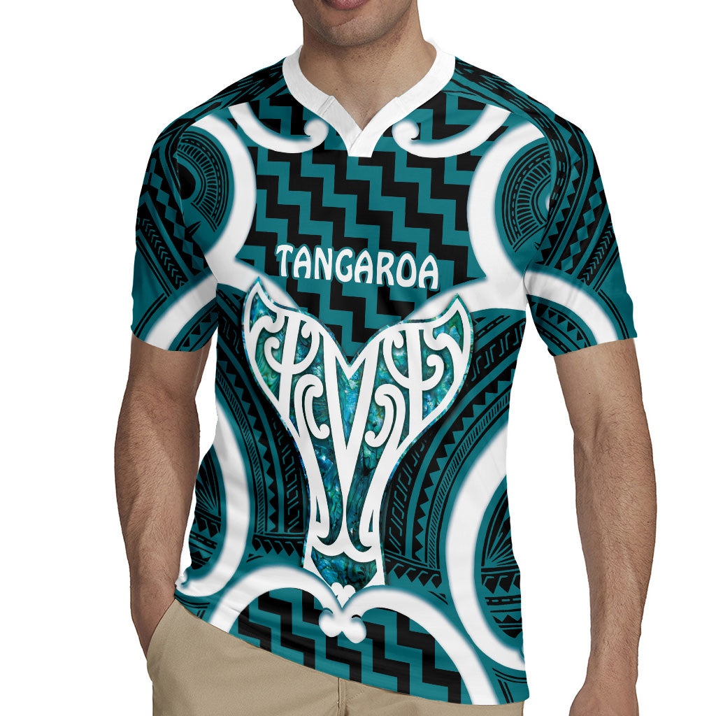 Aotearoa Atua Tangaroa Personalised Rugby Jersey God Of The Sea Maori Whale Tail Cyan