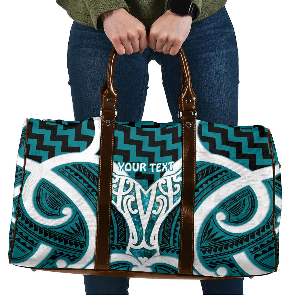 Aotearoa Atua Tangaroa Personalised Travel Bag God Of The Sea Maori Whale Tail Cyan