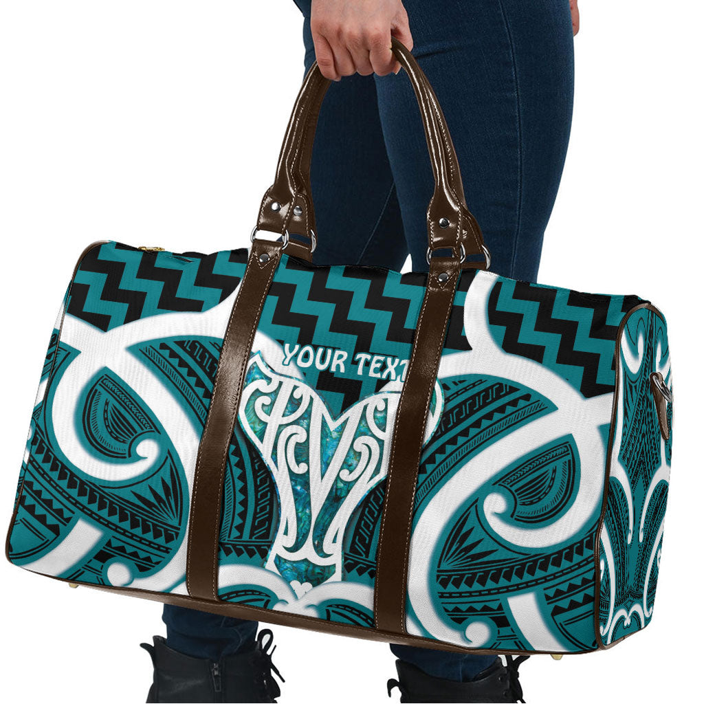 Aotearoa Atua Tangaroa Personalised Travel Bag God Of The Sea Maori Whale Tail Cyan
