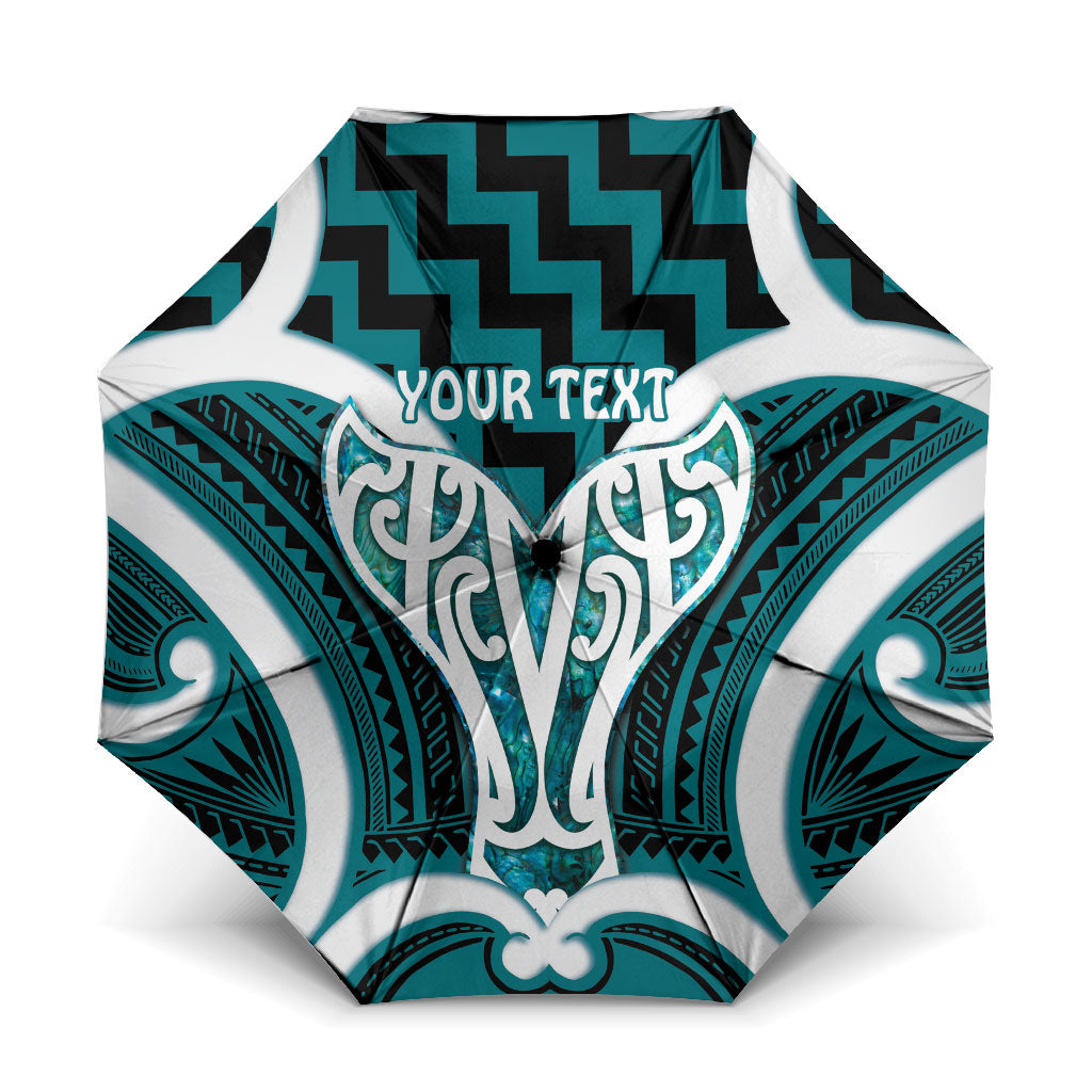 Aotearoa Atua Tangaroa Personalised Umbrella God Of The Sea Maori Whale Tail Cyan