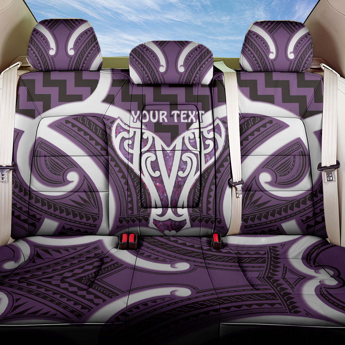 Aotearoa Atua Tangaroa Personalised Back Car Seat Cover God Of The Sea Maori Whale Tail Purple