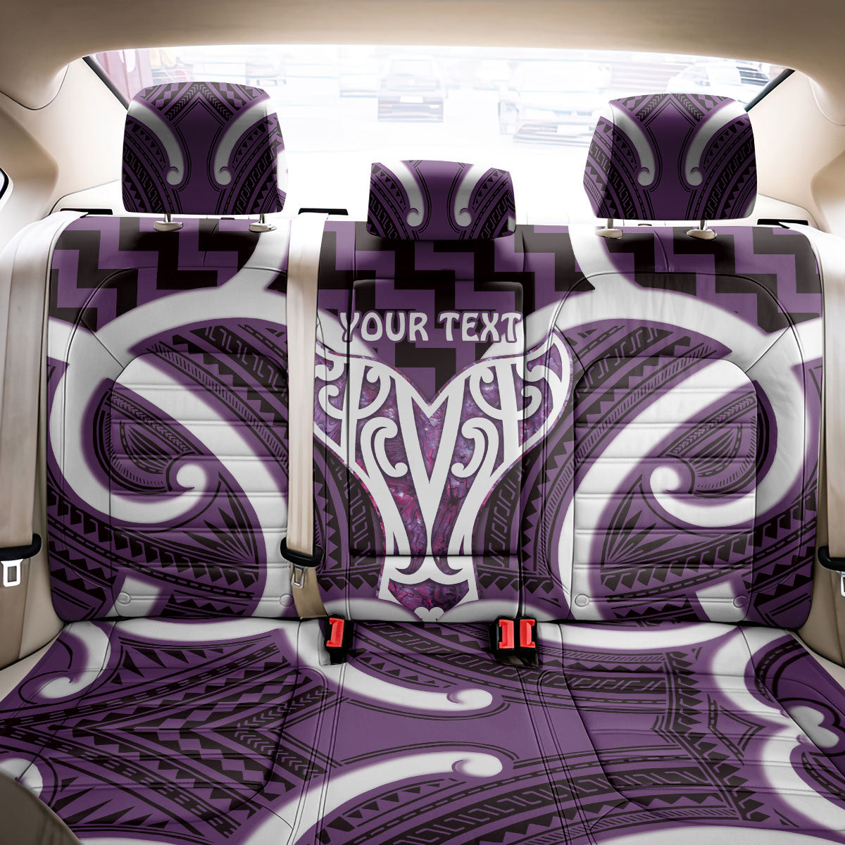 Aotearoa Atua Tangaroa Personalised Back Car Seat Cover God Of The Sea Maori Whale Tail Purple