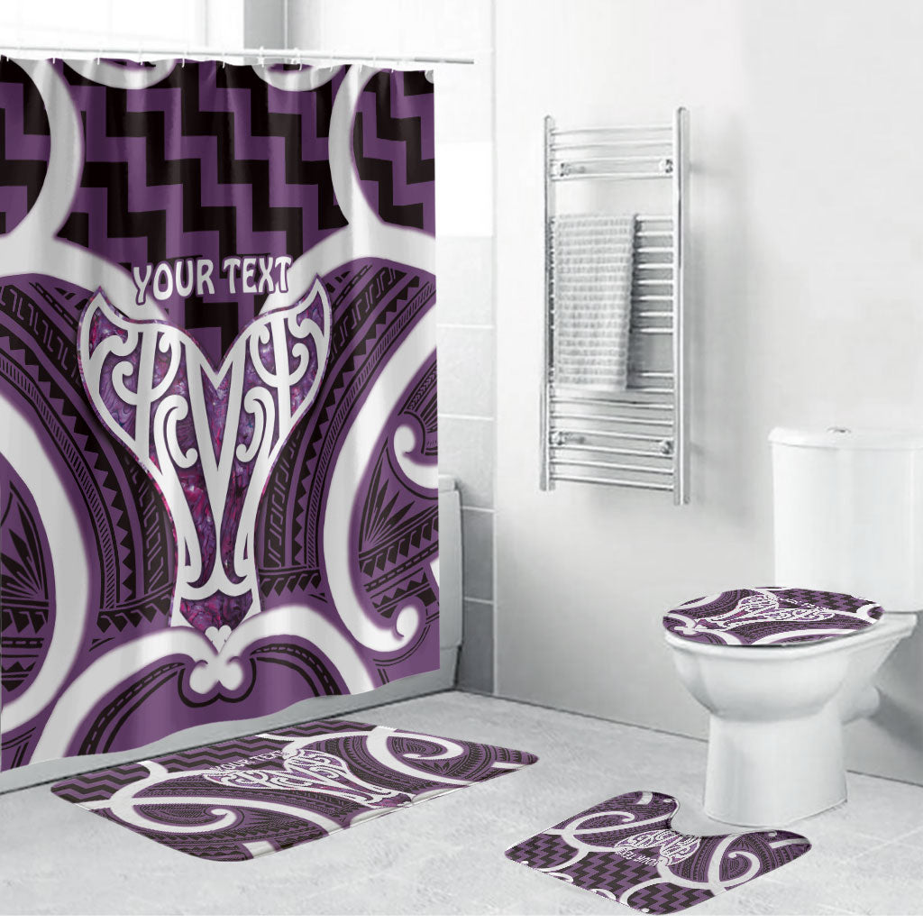 Aotearoa Atua Tangaroa Personalised Bathroom Set God Of The Sea Maori Whale Tail Purple