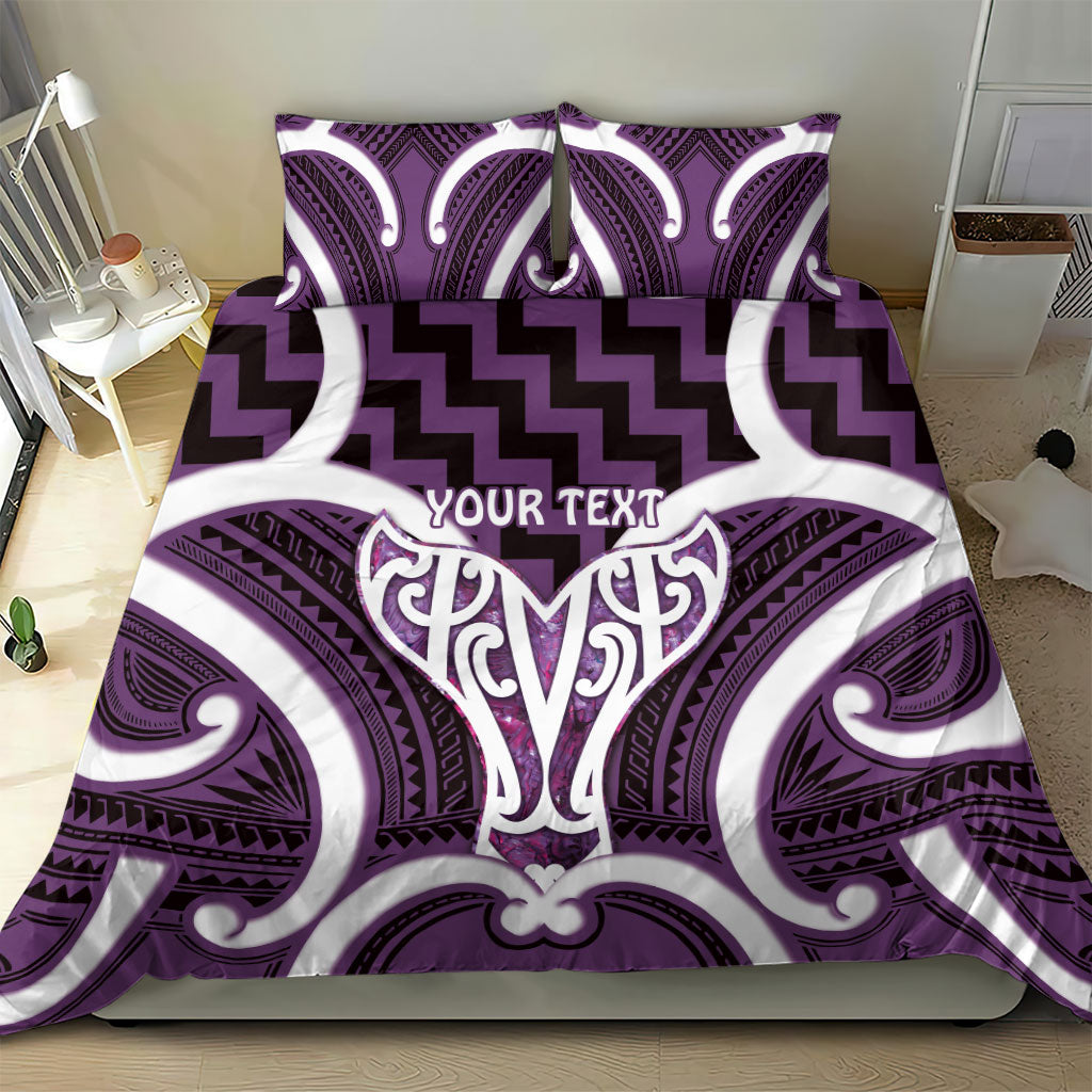 Aotearoa Atua Tangaroa Personalised Bedding Set God Of The Sea Maori Whale Tail Purple