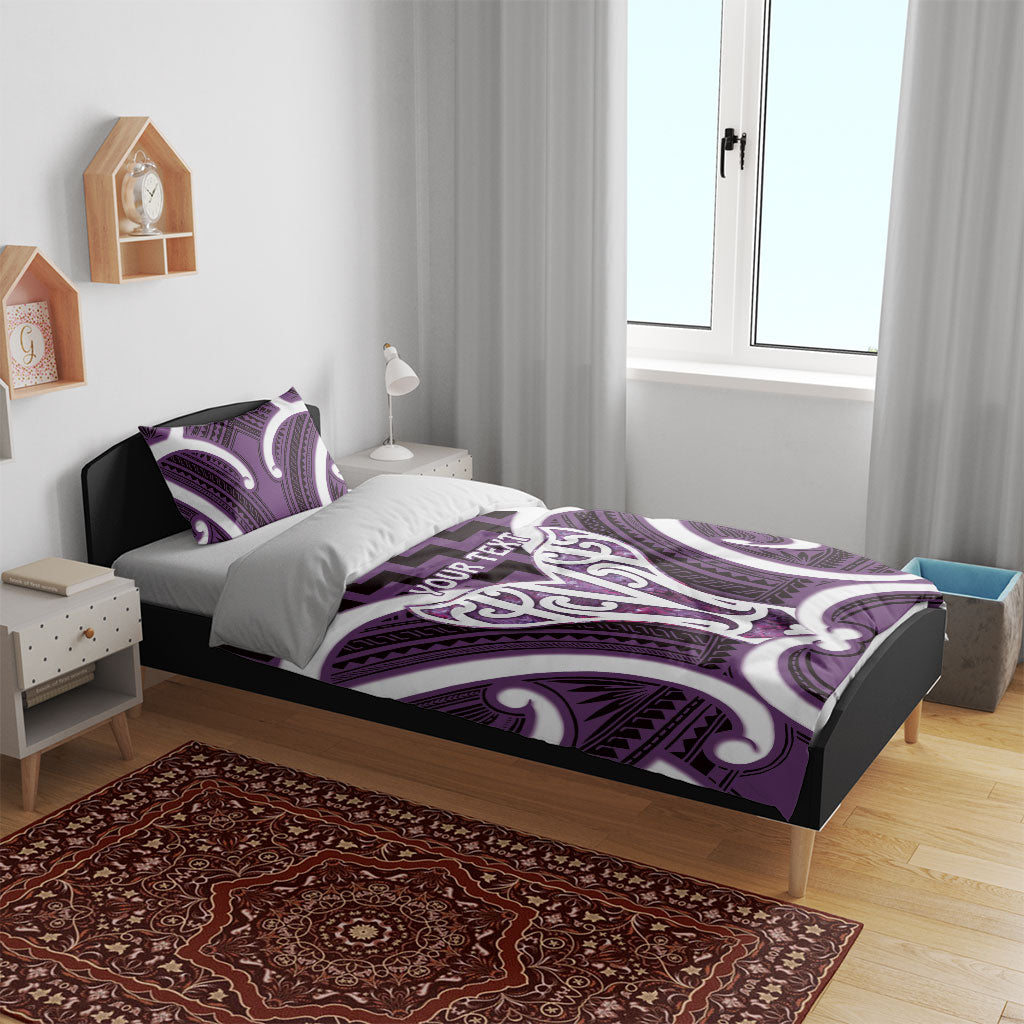 Aotearoa Atua Tangaroa Personalised Bedding Set God Of The Sea Maori Whale Tail Purple