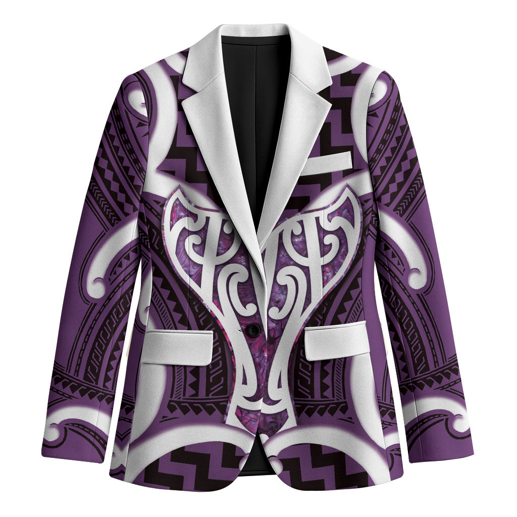 Aotearoa Atua Tangaroa Personalised Blazer God Of The Sea Maori Whale Tail Purple