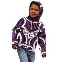 Aotearoa Atua Tangaroa Personalised Kid Hoodie God Of The Sea Maori Whale Tail Purple