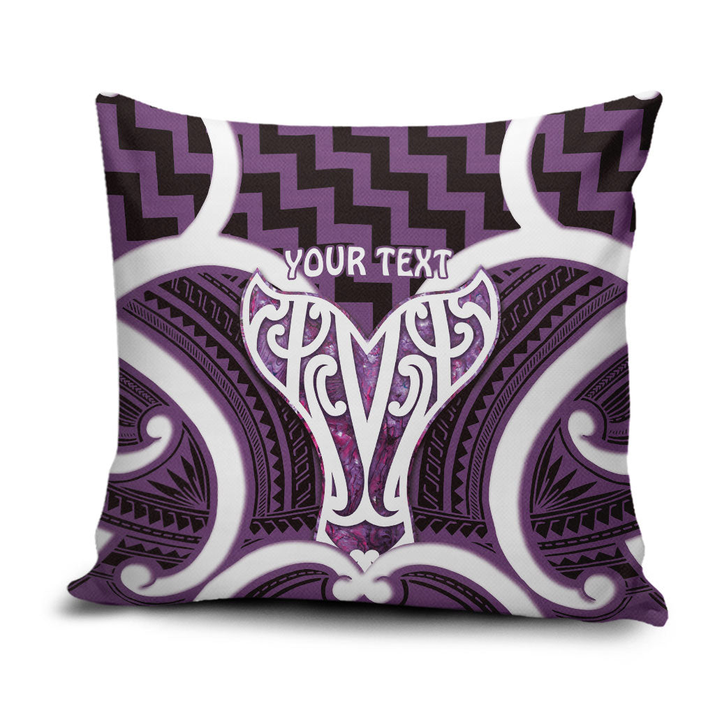 Aotearoa Atua Tangaroa Personalised Pillow Cover God Of The Sea Maori Whale Tail Purple