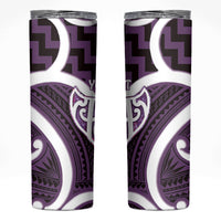 Aotearoa Atua Tangaroa Personalised Skinny Tumbler God Of The Sea Maori Whale Tail Purple