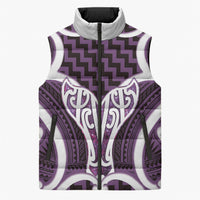 Aotearoa Atua Tangaroa Personalised Sleeveless Puffer Jacket God Of The Sea Maori Whale Tail Purple