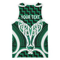 Aotearoa Atua Tangaroa Personalised Basketball Jersey God Of The Sea Maori Whale Tail Green