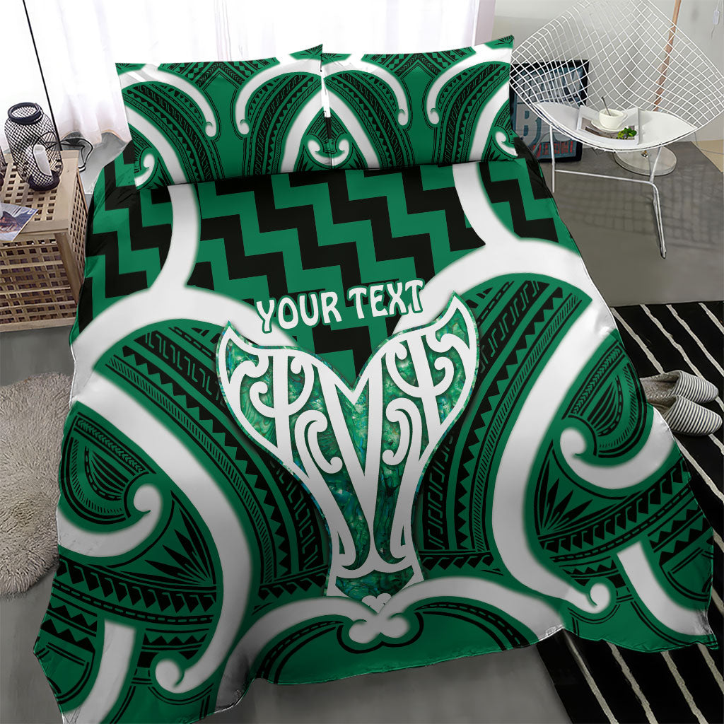 Aotearoa Atua Tangaroa Personalised Bedding Set God Of The Sea Maori Whale Tail Green