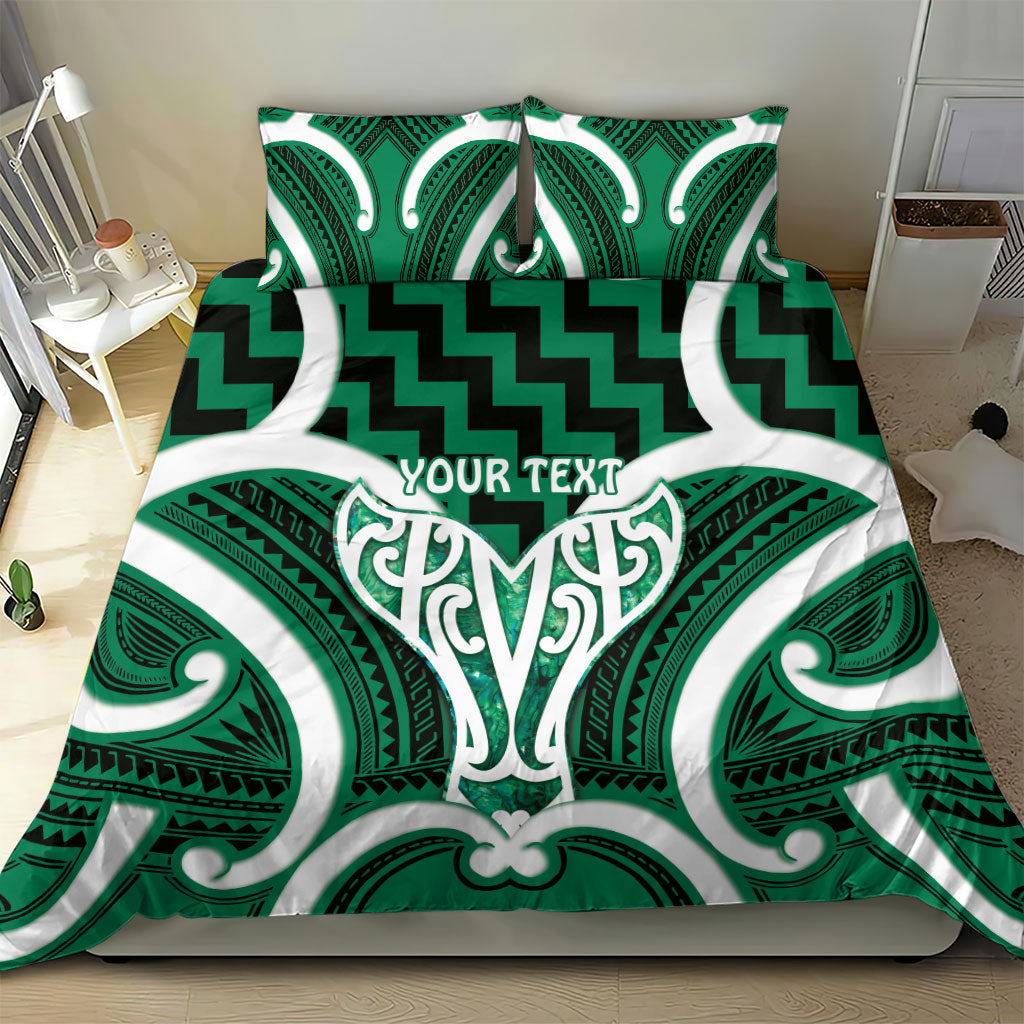 Aotearoa Atua Tangaroa Personalised Bedding Set God Of The Sea Maori Whale Tail Green