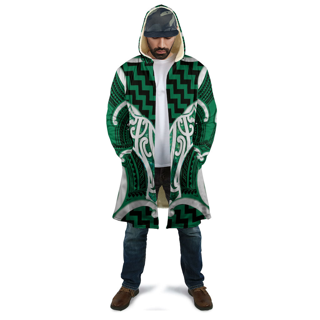 Aotearoa Atua Tangaroa Personalised Cloak God Of The Sea Maori Whale Tail Green