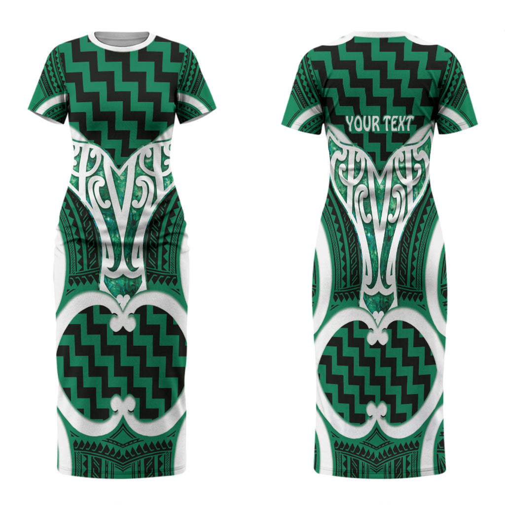Aotearoa Atua Tangaroa Personalised Family Matching Short Sleeve Bodycon Dress and Hawaiian Shirt God Of The Sea Maori Whale Tail Green