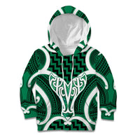 Aotearoa Atua Tangaroa Personalised Kid Hoodie God Of The Sea Maori Whale Tail Green
