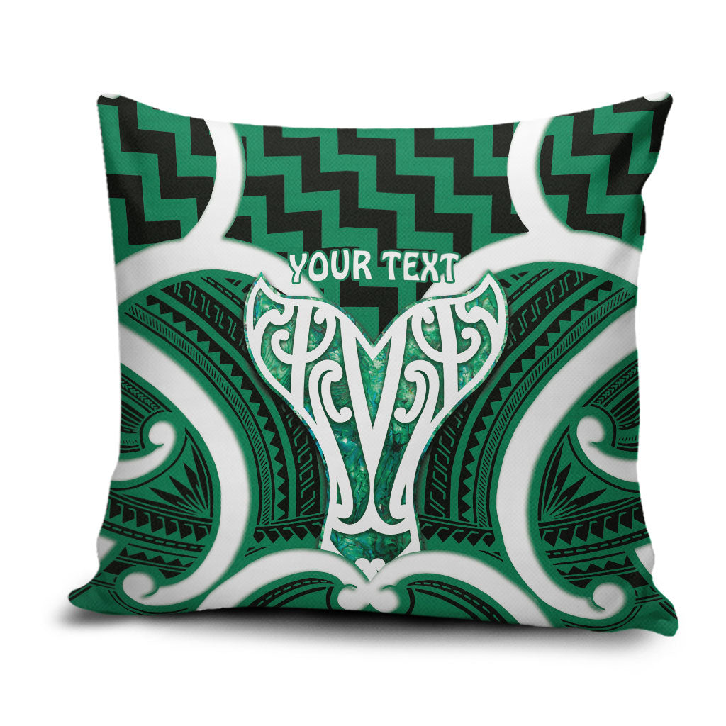 Aotearoa Atua Tangaroa Personalised Pillow Cover God Of The Sea Maori Whale Tail Green