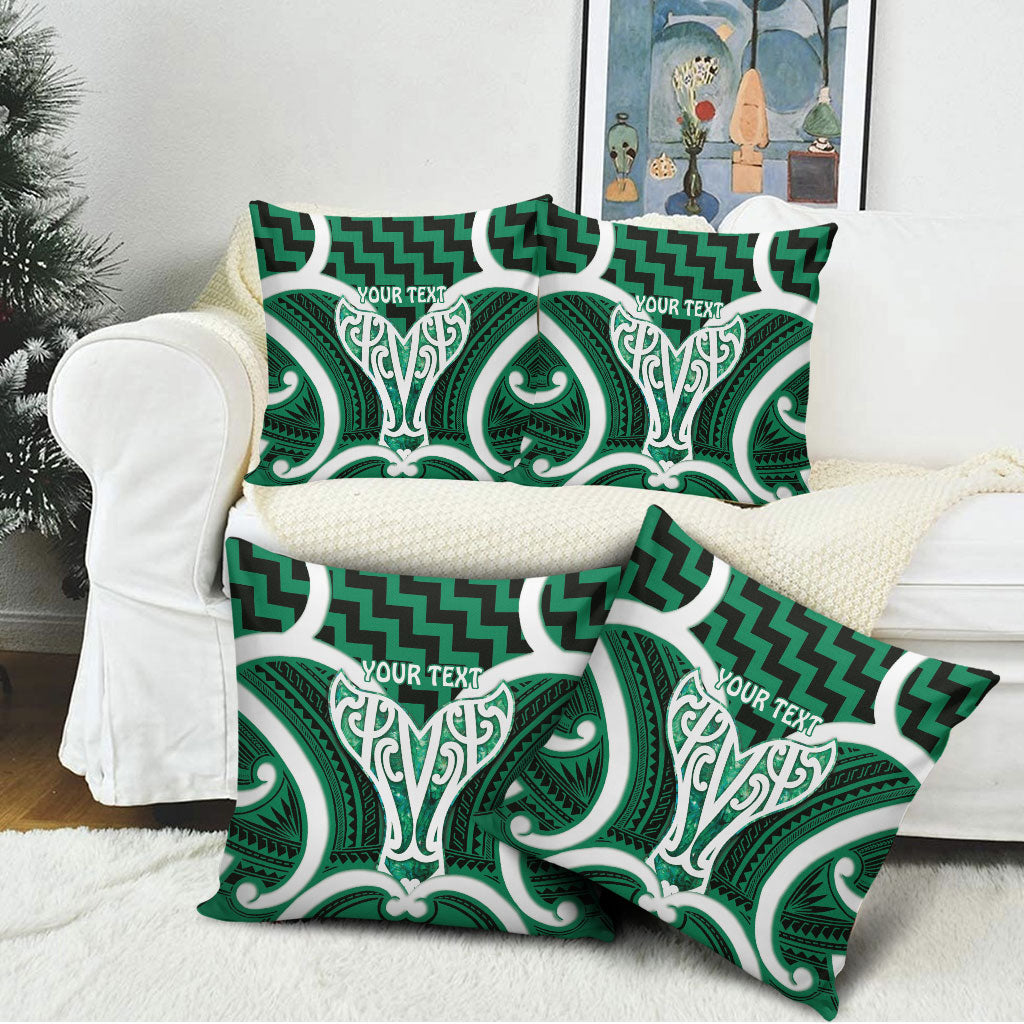 Aotearoa Atua Tangaroa Personalised Pillow Cover God Of The Sea Maori Whale Tail Green
