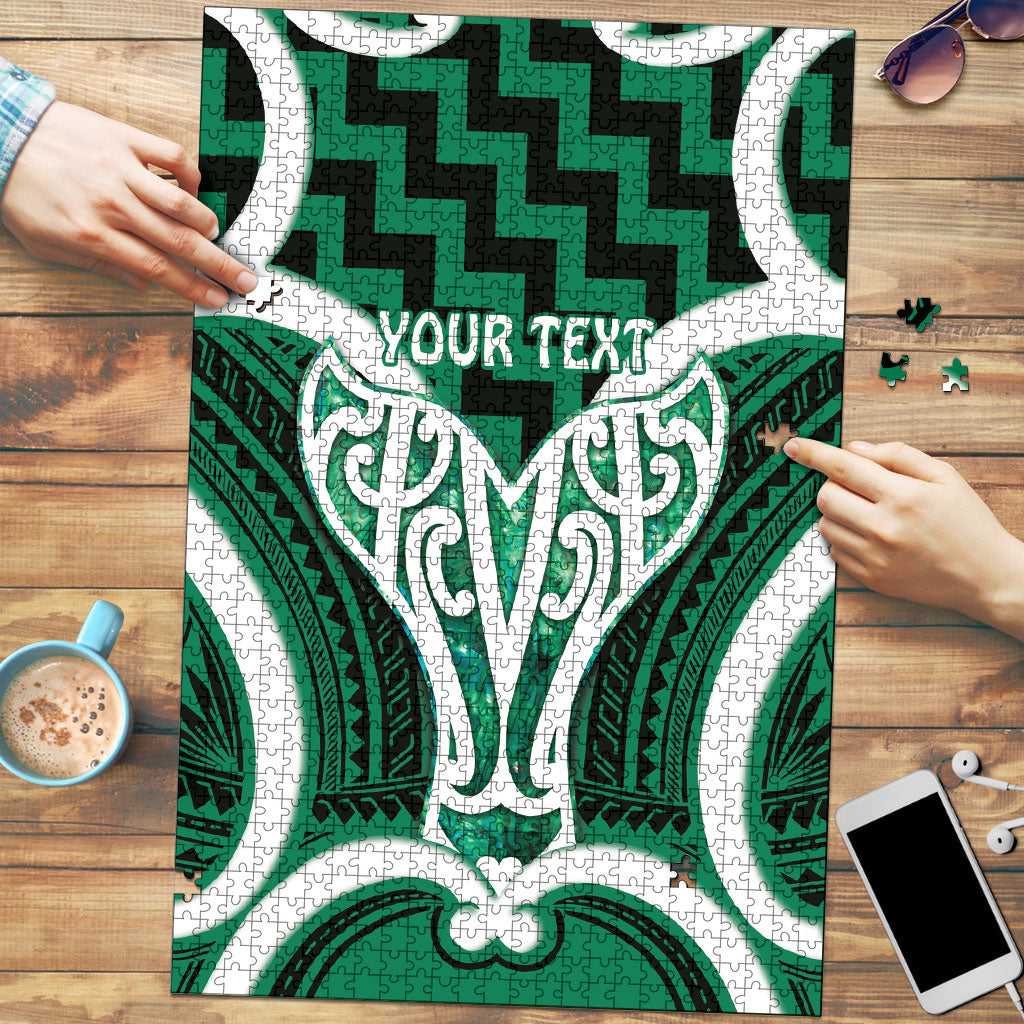 Aotearoa Atua Tangaroa Personalised Puzzle God Of The Sea Maori Whale Tail Green