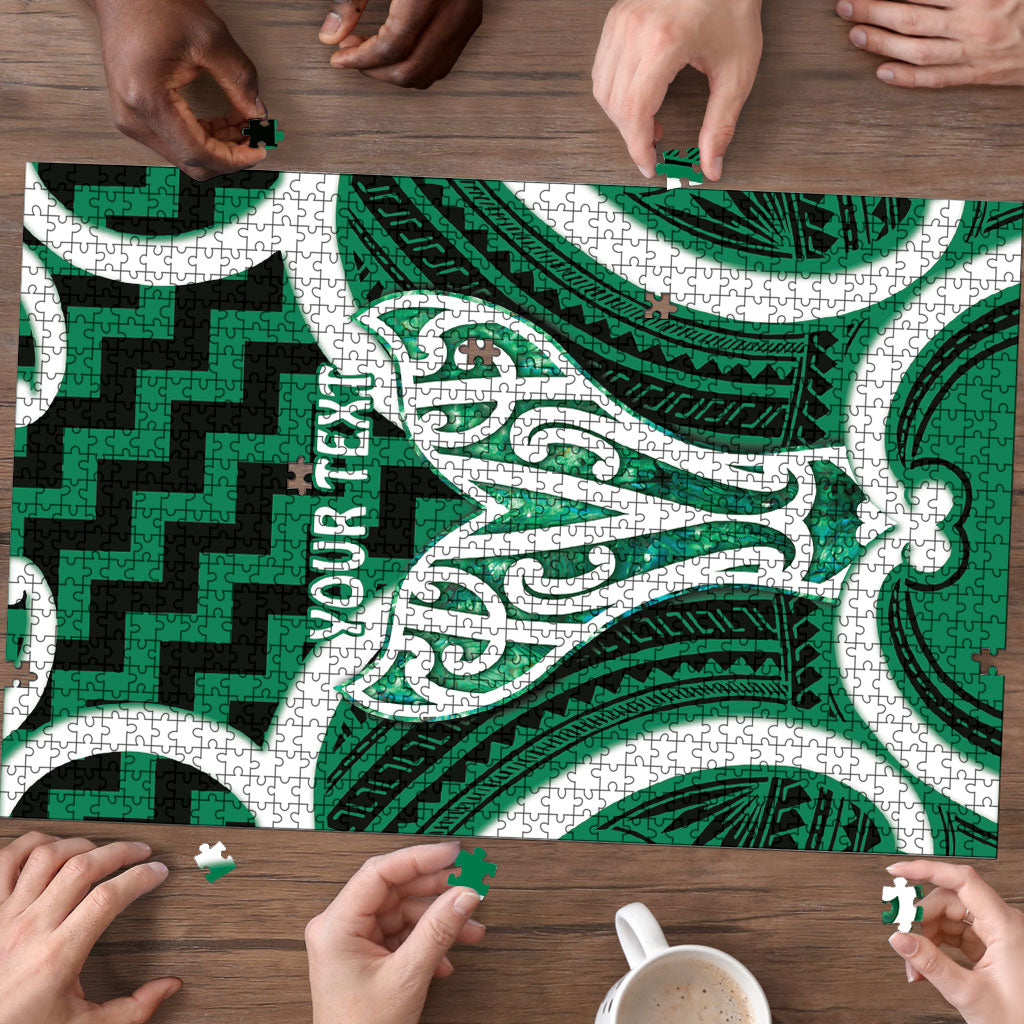 Aotearoa Atua Tangaroa Personalised Puzzle God Of The Sea Maori Whale Tail Green