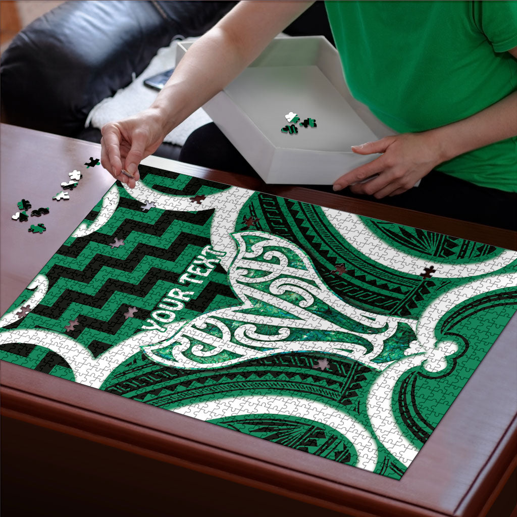 Aotearoa Atua Tangaroa Personalised Puzzle God Of The Sea Maori Whale Tail Green