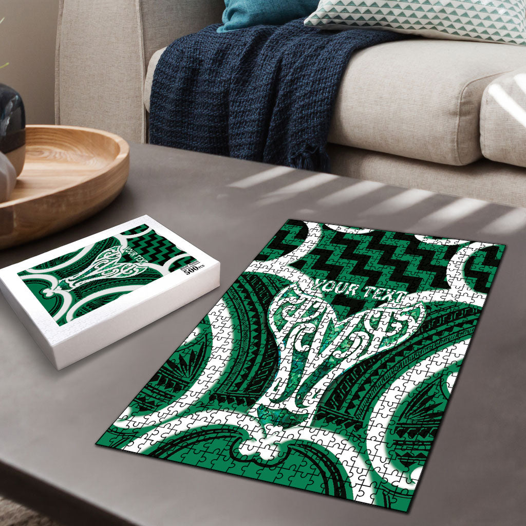 Aotearoa Atua Tangaroa Personalised Puzzle God Of The Sea Maori Whale Tail Green