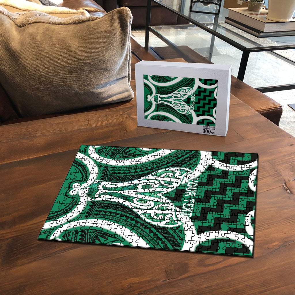 Aotearoa Atua Tangaroa Personalised Puzzle God Of The Sea Maori Whale Tail Green
