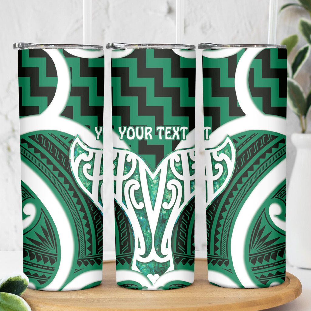 Aotearoa Atua Tangaroa Personalised Skinny Tumbler God Of The Sea Maori Whale Tail Green