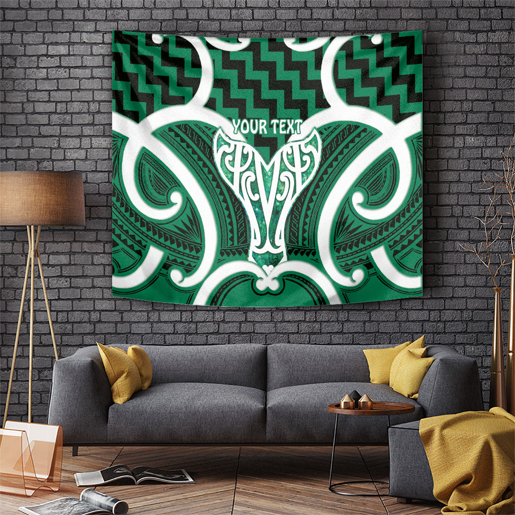 Aotearoa Atua Tangaroa Personalised Tapestry God Of The Sea Maori Whale Tail Green