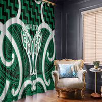 Aotearoa Atua Tangaroa Personalised Window Curtain God Of The Sea Maori Whale Tail Green