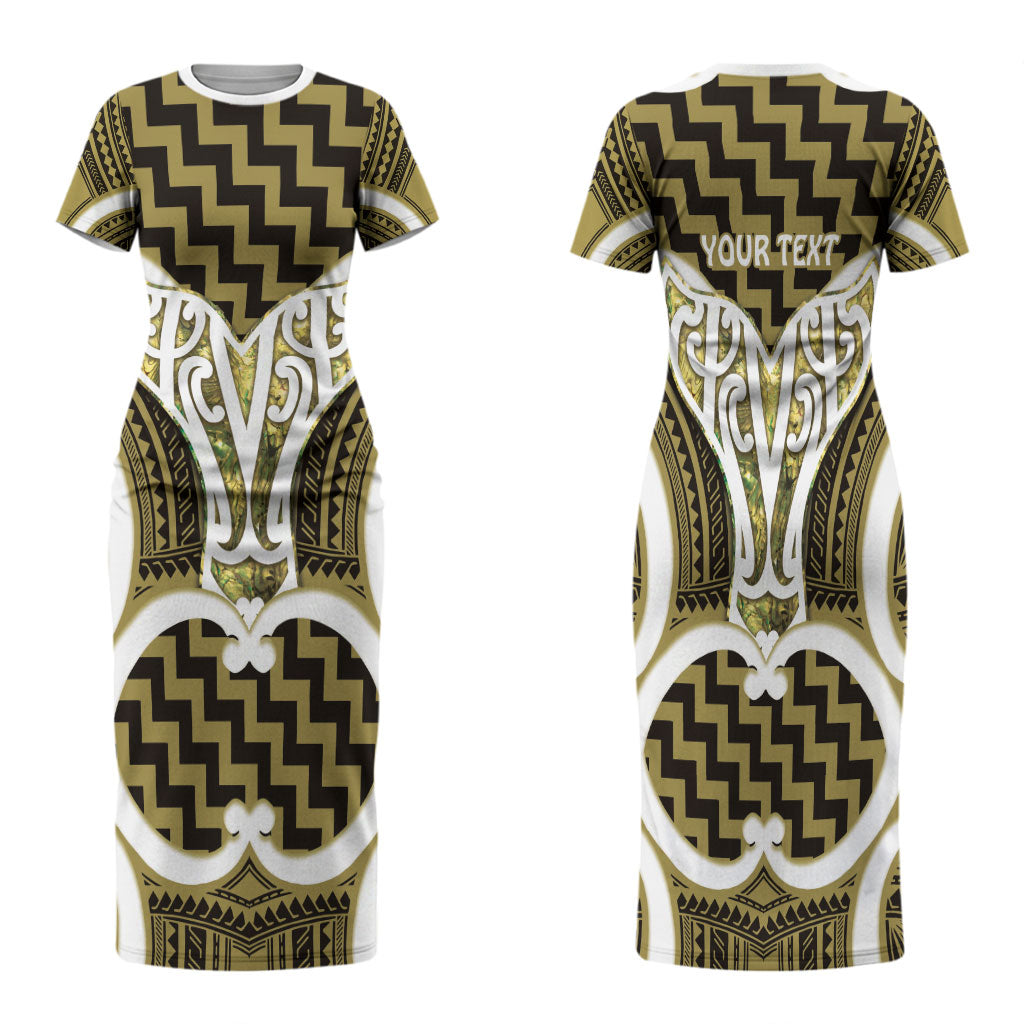 Aotearoa Atua Tangaroa Personalised Family Matching Short Sleeve Bodycon Dress and Hawaiian Shirt God Of The Sea Maori Whale Tail Yellow