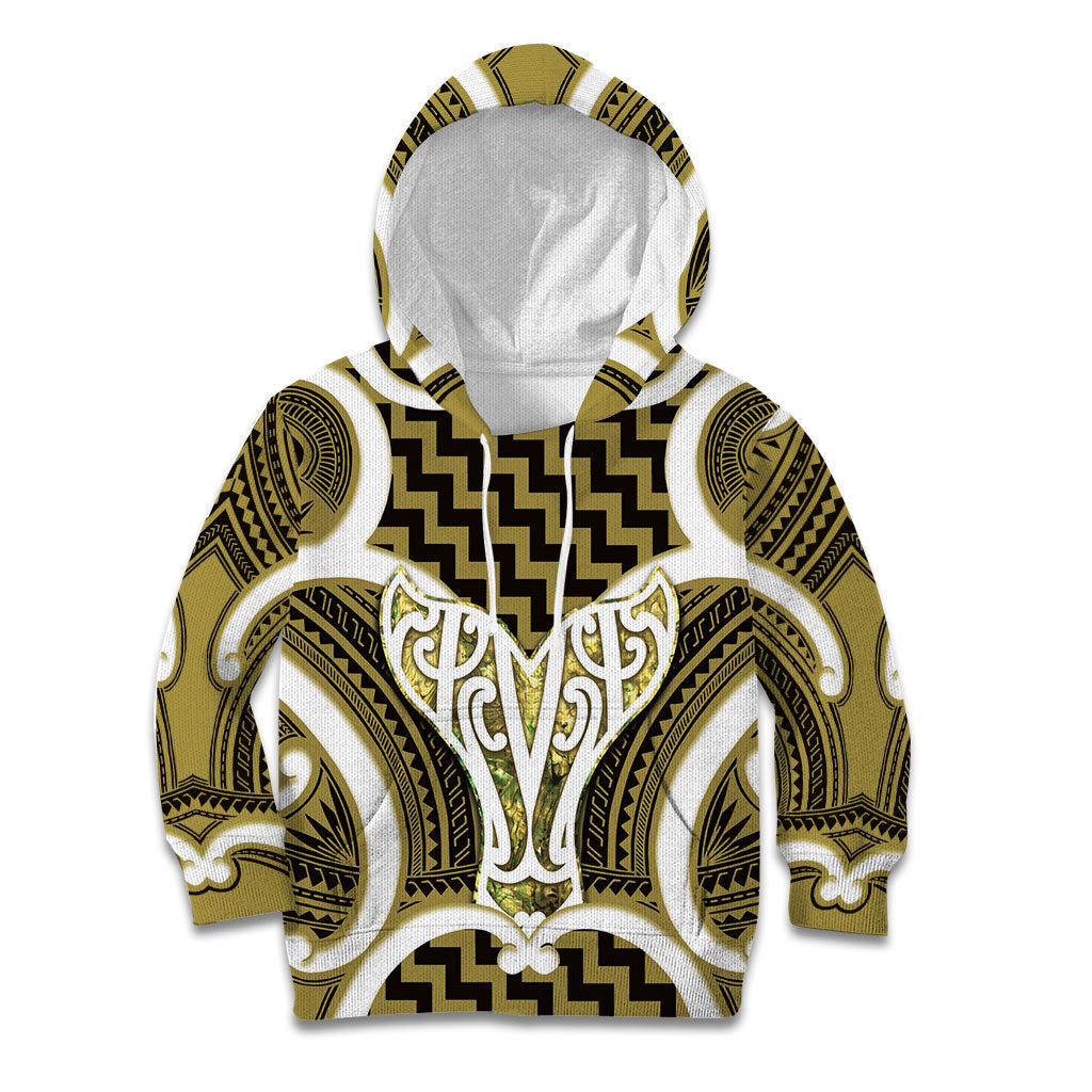 Aotearoa Atua Tangaroa Personalised Kid Hoodie God Of The Sea Maori Whale Tail Yellow