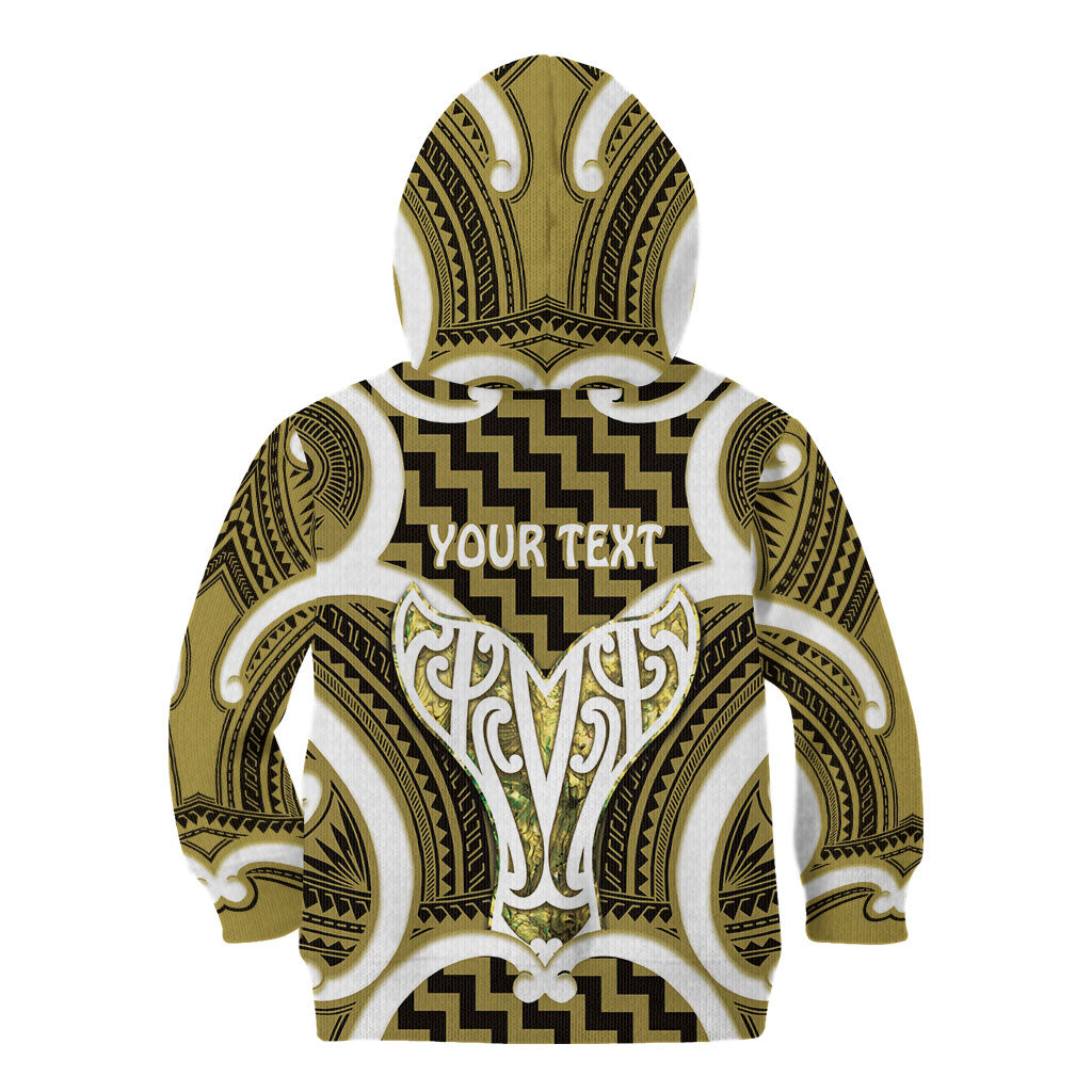 Aotearoa Atua Tangaroa Personalised Kid Hoodie God Of The Sea Maori Whale Tail Yellow